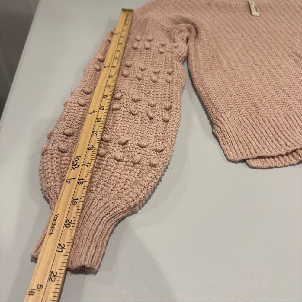 Madewell Knit Balloon Sleeve Sweater Pink Bobble Pom Popcorn Sleeve Size XS - Picture 14 of 14